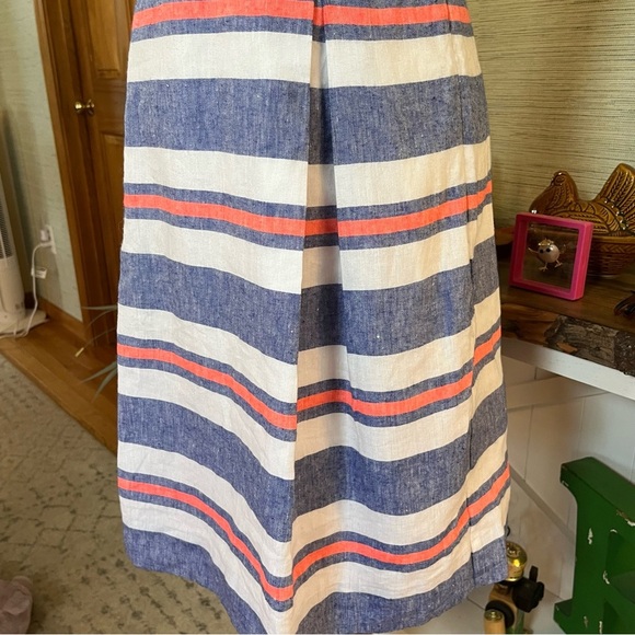 Vineyard Vines St Jean Summer Stripe Dress Linen Blend Womens Size 8 V-Neck - Picture 4 of 9